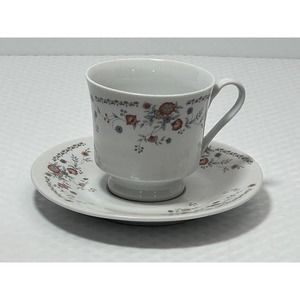 Vintage Tea Cup and Saucer Flower Design on‎ White made in China